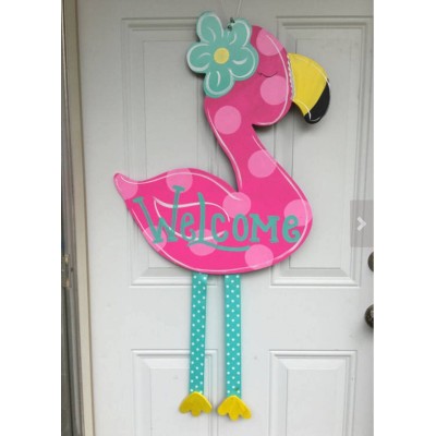 Summer wreath,Summer door decor,Flamingo Door Hanger,flamingo wreath   123090648629